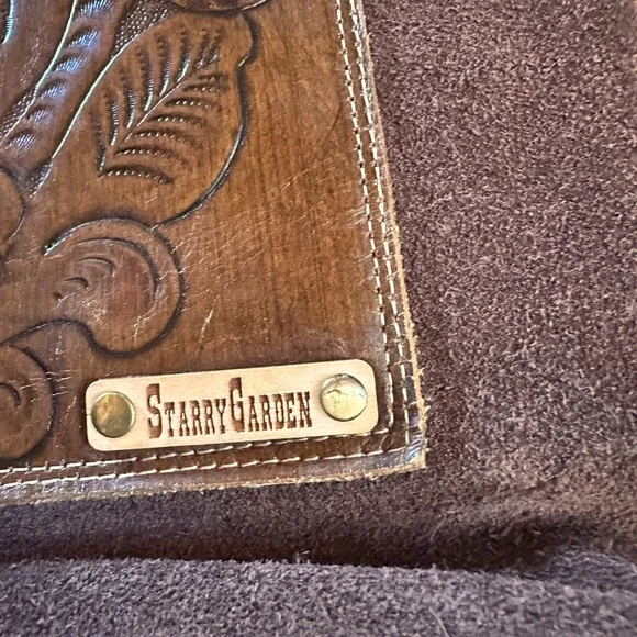 Pendleton Wool and Suede Purse Brown and Blue. hand made by Starry Gardens. - Picture 6 of 9